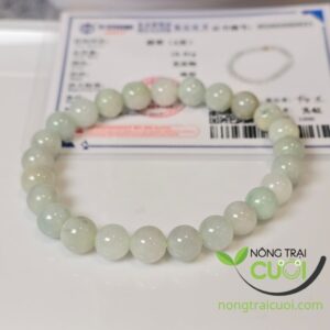 Chuỗi Ngọc Cẩm Thach Xanh Táo Nhạt type A, hạt 7.6mm 0521 - Nông Trại Cười