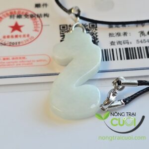 Dây Chuyền Mặt Ngọc Cẩm Thạch Cá Nhựa Bạch Ngọc type A, 14x35mm 9101 - Nông Trại Cười