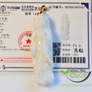 Mặt Ngọc Cẩm Thach Đức Phật Bạch Ngọc type A, 17x56mm 7027 - Nông Trại Cười