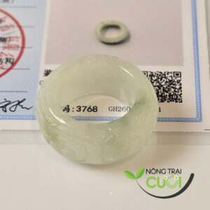 Nhẫn Cam Thach Khắc Họa Tiết Phớt Xanh Táo Type A, nhiều size, chột 11mm - Nông Trại Cười