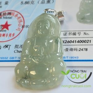 Mặt Ngoc Cam Thach Quan Âm Lục Hoa Bay type A, size 23x39mm + Tặng kèm dây và móc - Nông Trại Cười
