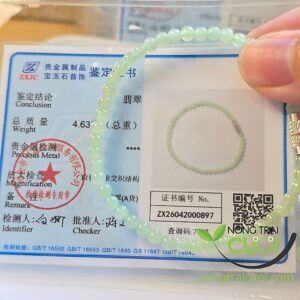 Chuỗi Ngọc Cẩm Thạch Xanh Táo type A, size hạt 3.6mm hoàn hảo cao - Nông Trại Cười