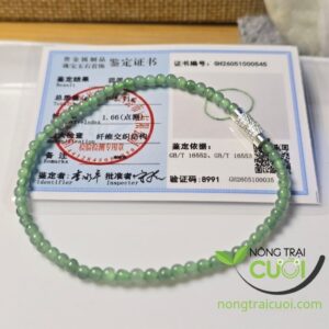 Chuỗi Ngoc Cam Thach Lam Ngoc Xám Băng Thấu Dây Xanh type A, size hạt 3mm - Nông Trại Cười