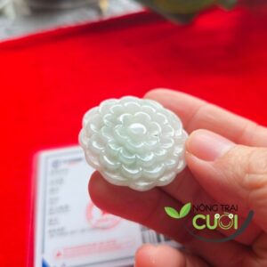 Mặt Ngoc Cam Thach Thach Hình Hoa Xanh Ngọc type A tặng kèm móc, 36x36mm  - Nông Trại Cười