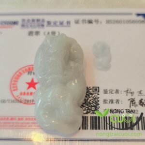 Tượng Ngọc Cẩm Thach Mini Long Ngư Bạch Ngọc type A, size 19x37mm 6098 - Nông Trại Cười