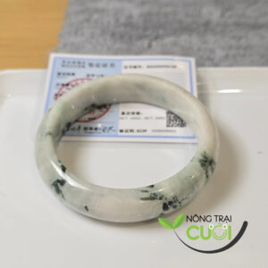 Vòng Tay Cam Thach Trắng Hoa Bay type A, ni 55.5mm 8239 - Nông Trại Cười